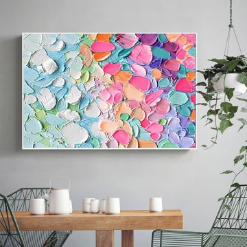  Palette Tableau - Neon Colorful Petals Abstract par Couteau à palette art mural minimalisme
